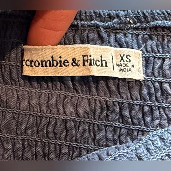 Abercrombie & Fitch Blue Polka Dot Smocked Flutter Sleeve Mini Dress XS - Picture 5 of 5